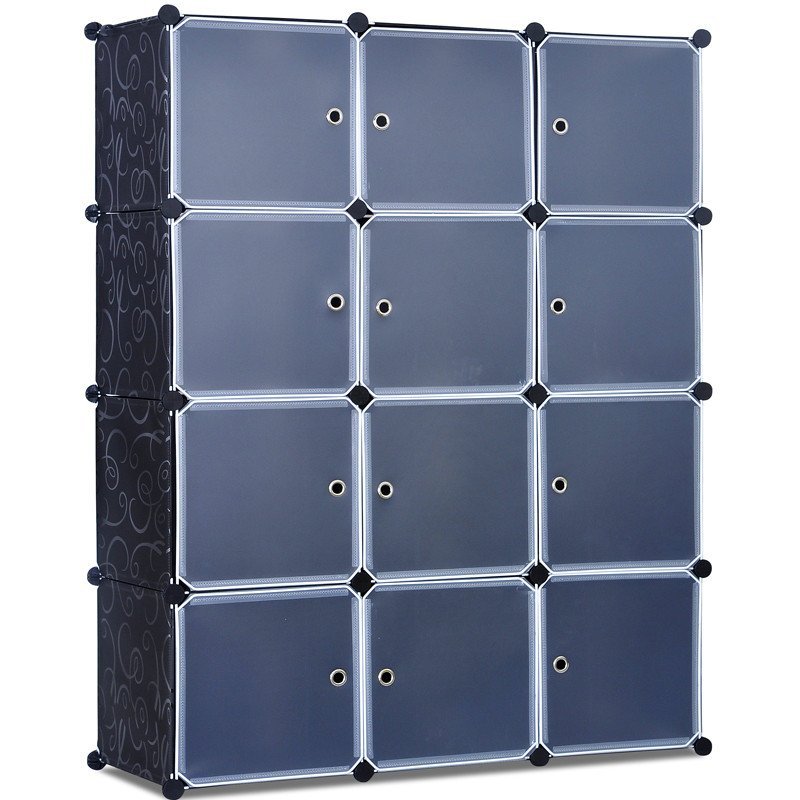 艾格调 组合式简易衣柜DIY组装衣橱折叠收纳家居组合衣柜M4512 黑色