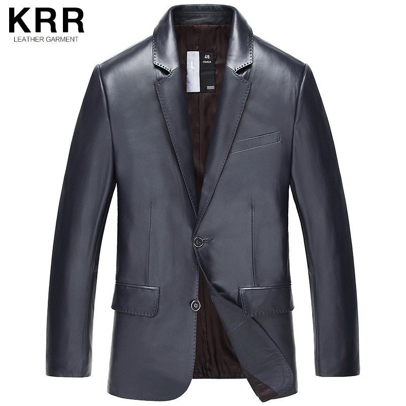 KRR B023-2海宁真皮皮衣西装立翻领外套