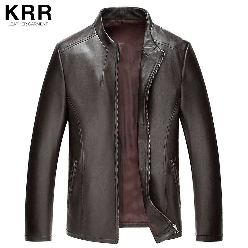 KRR B024-2海宁真皮皮衣立领拉链机车外套