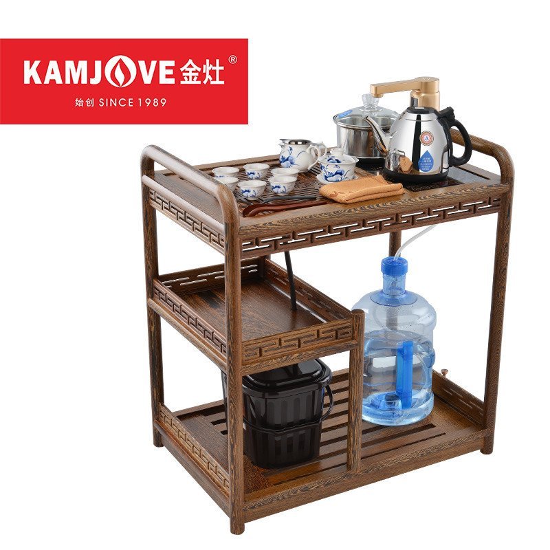 KAMJOVE/金灶正品茶车KW-6300B搭配G9鸡翅木 移动带轮 实木茶车柜水台红木家具整套茶具