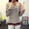 杰雅轩芝 秋装新款韩版女宽松上衣长袖t恤女韩范文艺条纹体恤打底衫国709-8885 L 蓝色