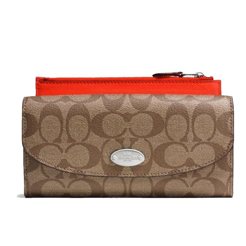 蔻驰(COACH)2015新款 款女式钱包 美国直邮 52601_卡其橘红