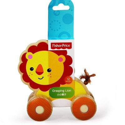 费雪fisherprice 小小动物推车fp1004 木制学步爬行拖拉拖拽玩具