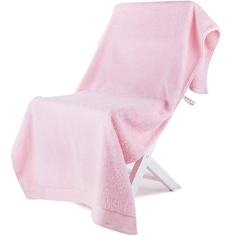 三利纯棉浴巾 A类长绒棉加厚缎边大浴巾 柔软吸水带挂绳 婴儿可用 桃粉色 70x150cm