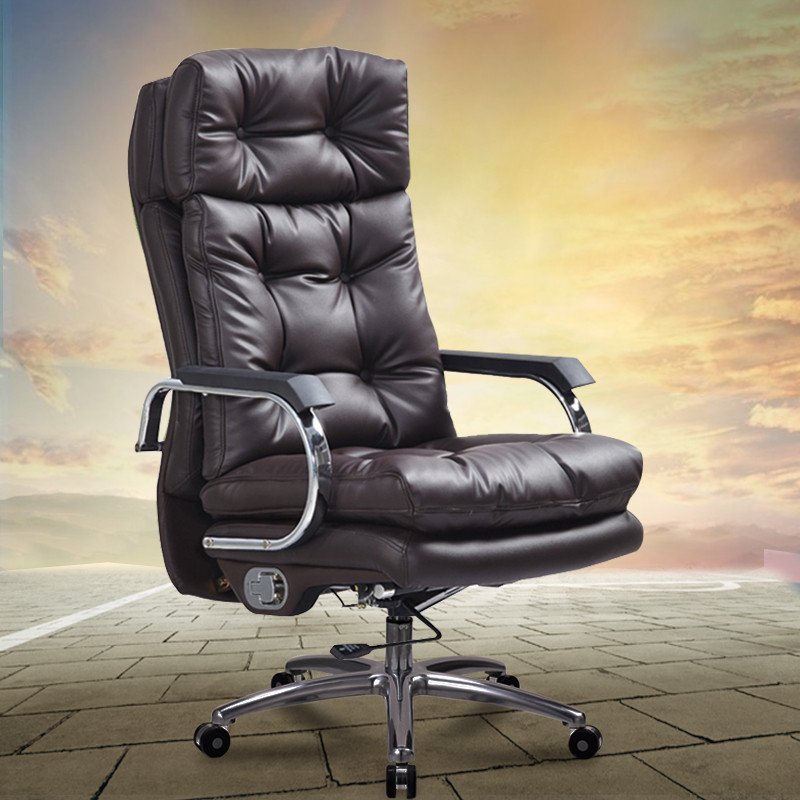 品仪 老板椅真皮电脑椅 家用办公椅子 可躺高档大班椅牛皮靠背椅子 【咖啡色】环保西皮