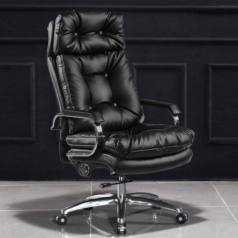 品仪 老板椅真皮电脑椅 家用办公椅子 可躺高档大班椅牛皮靠背椅子 【黑色】头层牛皮