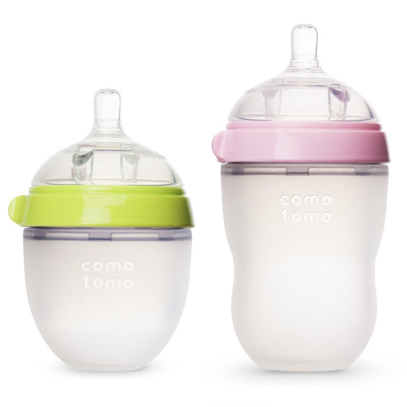 可么多么 (COMOTOMO) 新生儿婴儿 宽口径硅胶断奶奶瓶奶嘴（0-6个月）原装进口大小套装150ml+250ml