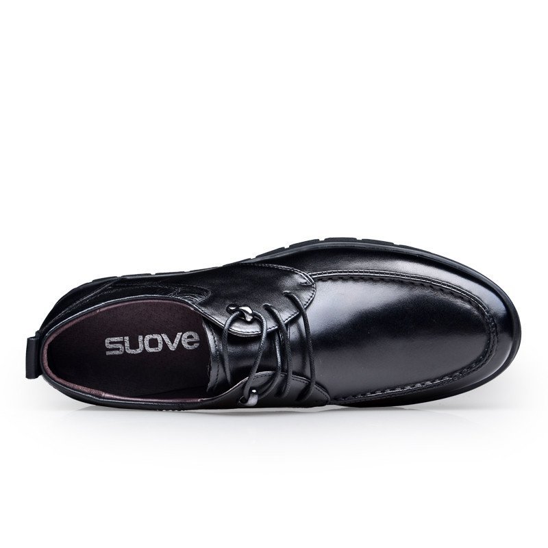 索卫(suove)秋季新款商务休闲鞋男士系带橡胶底商务皮鞋qv2954