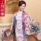 上海故事15新款专柜正品高档真丝拉绒双层桑蚕丝 秋冬保暖女士披肩围巾 蝶舞百合玫红
