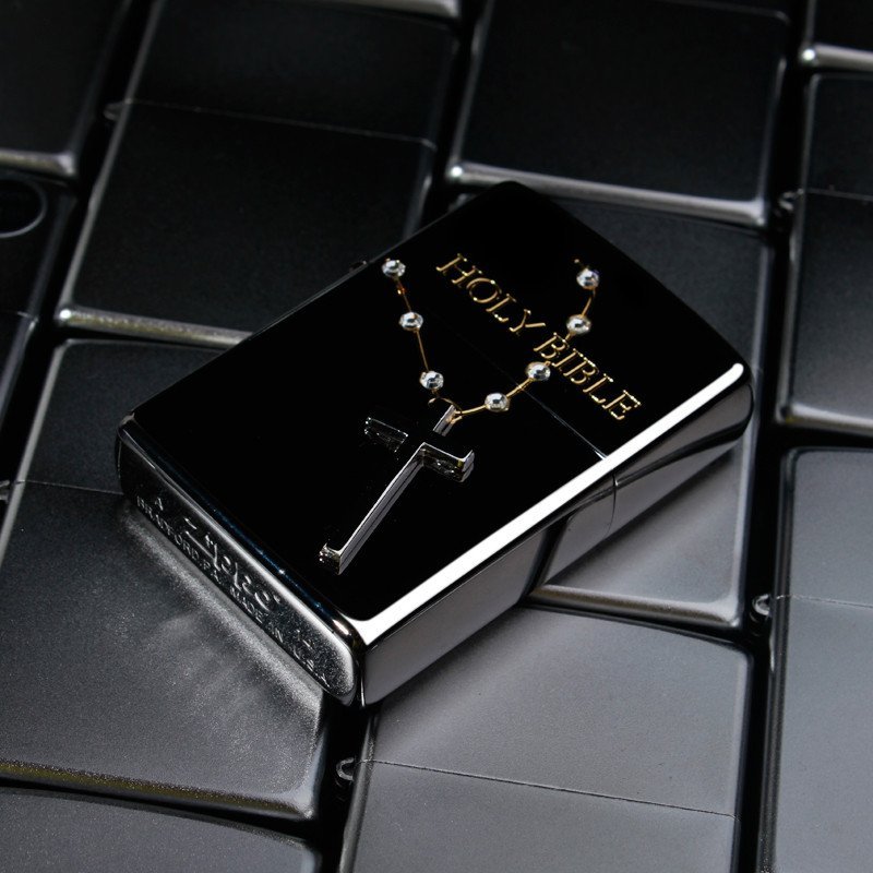 zippo 打火机正品 芝宝防风打火机 黑冰圣经十字架 日机 627182 专柜
