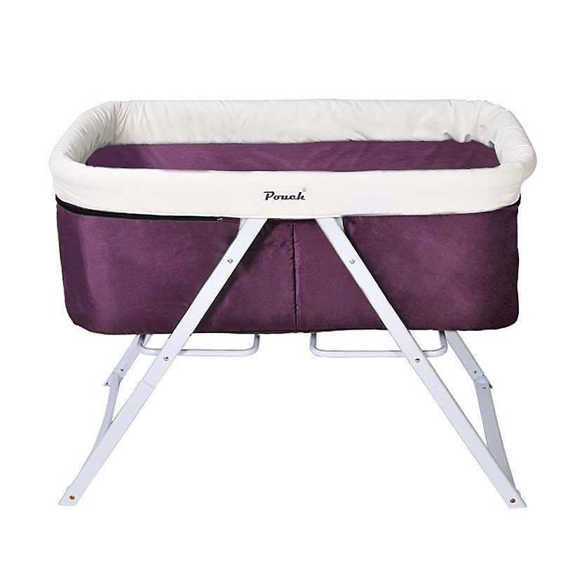 pouch婴儿床欧式多功能宝宝可折叠环保摇篮床 H19 紫色 100*57