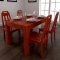 乐庭家具 实木餐桌餐椅套装 餐桌椅组合 橡胶木餐桌餐台 1.35米海棠色长方形饭桌 餐桌 一桌四椅