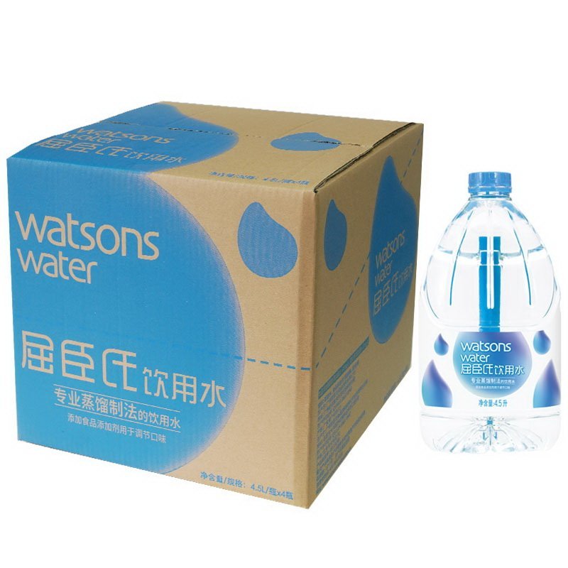 屈臣氏（Watsons）饮用水（添加矿物质） 4.5L*4桶