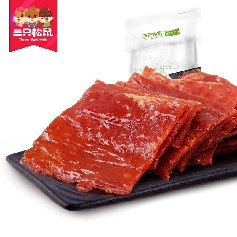 【三只松鼠_猪肉脯自然片150g】休闲食品零食小吃靖江特产猪肉干