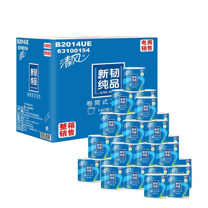 清风 卷纸 新韧纯品三层140克*27卷卷筒卫生纸（整箱销售）