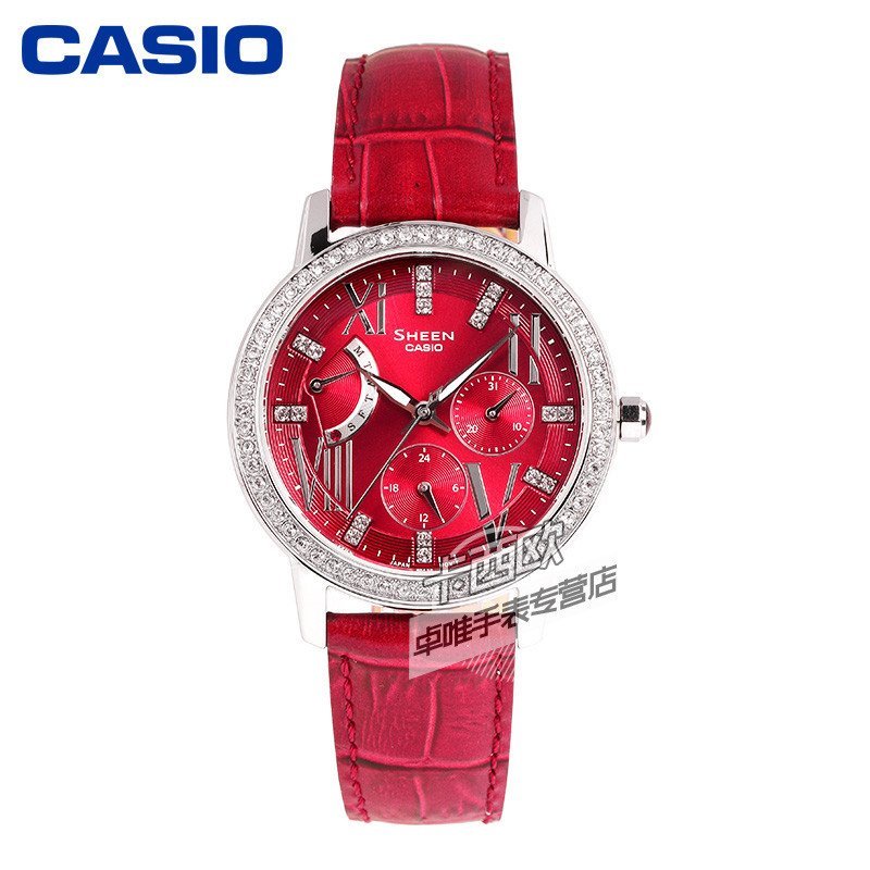 卡西欧casio手表 sheen系列时尚镶钻萝莉石英女表SHE-3025L-4A SHE-3025L-4A