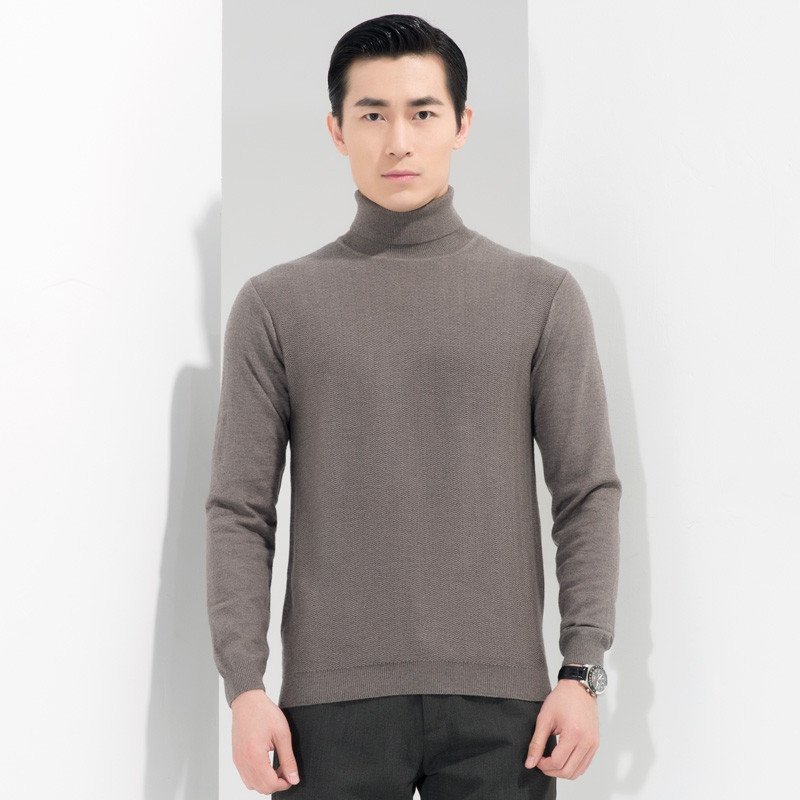 阿仕顿 男士高领驼色长袖毛衫 AW15309336 驼色 M