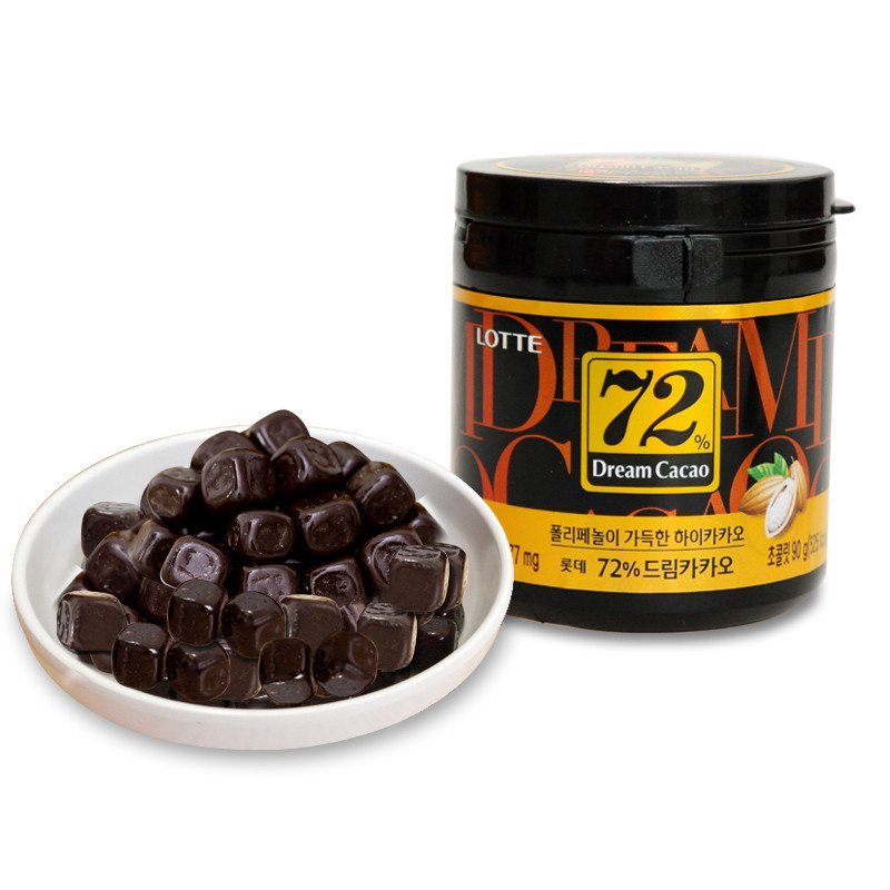 乐天 Lotte 系列 乐天72巧克力86g韩国原装进口零食品办公休闲小零食纯黑巧克力豆图片 高清实拍图 苏宁易购