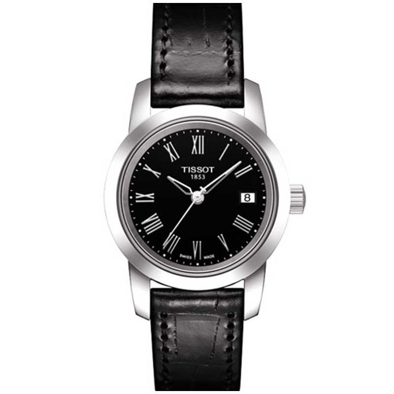 天梭(TISSOT)手表经典系列 休闲 皮革 皮带 女士 石英表 T033.210.16.053.00 女表