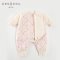 爱布谷负离子棉婴儿哈衣春秋季 秋冬款宝宝保暖内衣纯棉爬衣 66cm建议3-6个月 双层【花朵款】