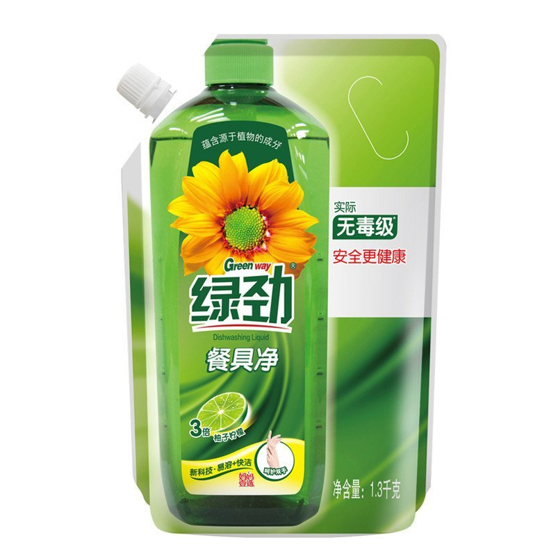 绿劲 新一代餐具净/洗洁精 柚子柠檬袋装1.3.kg 威露士出品