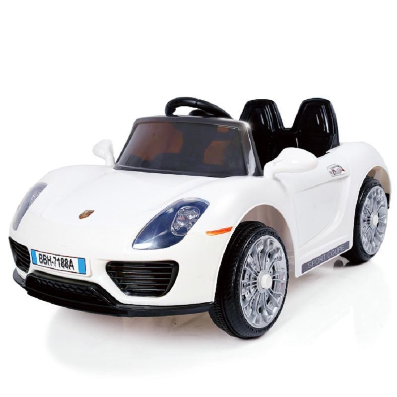 保时捷 儿童电动车 四轮双驱车遥控汽车 可坐男女宝宝车小孩玩具车 白色2.4G遥控