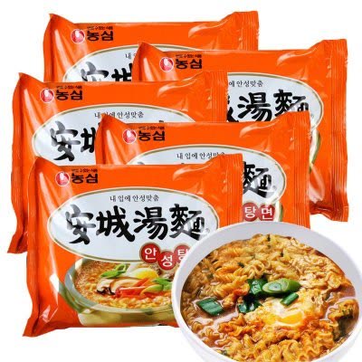 韩国进口安城汤面125gx5包进口泡面 方便面