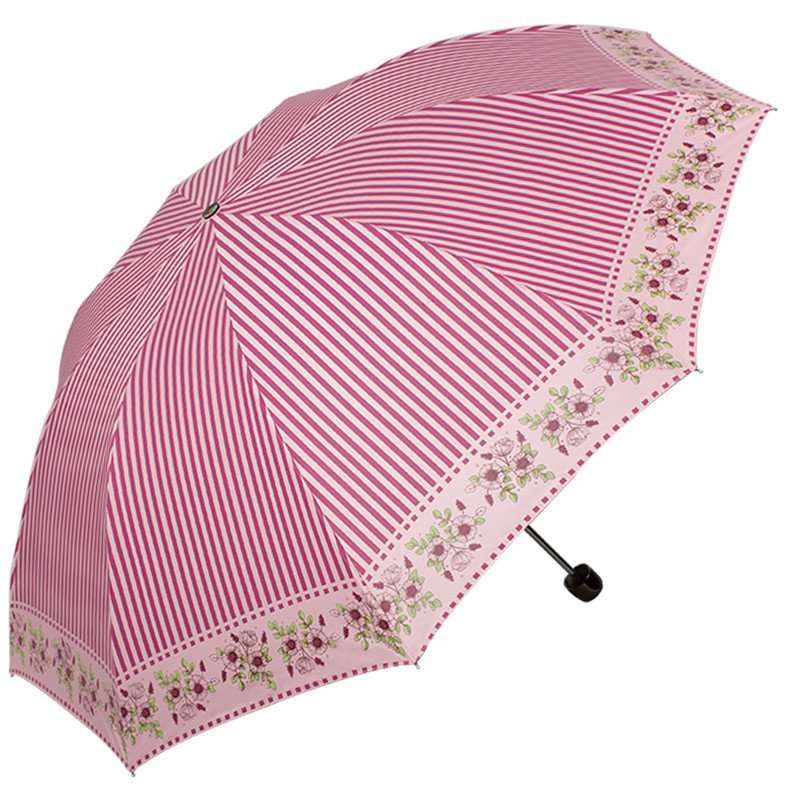 天堂伞 30056ELCJ 加大加固黑胶丝印条纹花三折太阳伞晴雨伞1283