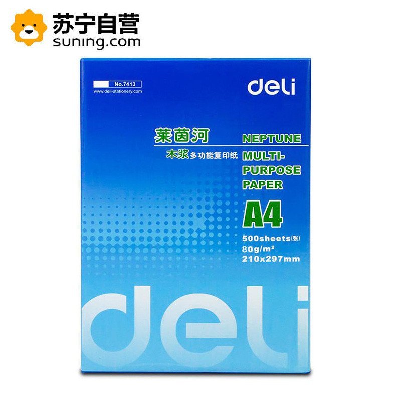 deli/得力莱茵河木浆A4打印复印纸 500张/单包 80g