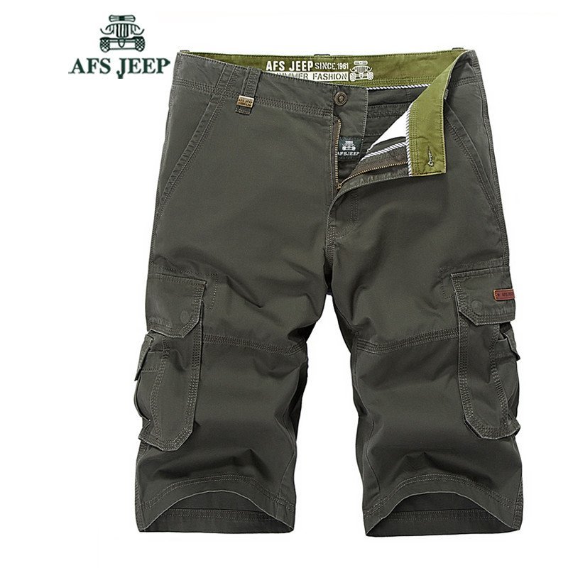 战地吉普AFS JEEP2016夏季新款男士薄款工装短裤 多口袋中裤男七分裤时尚休闲男裤 35(2尺8) 军绿色