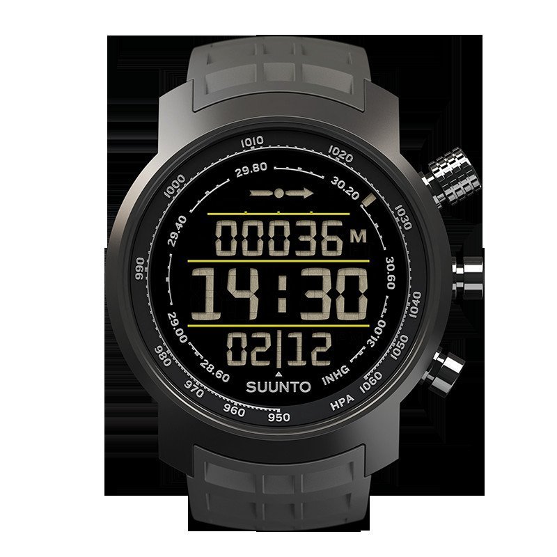 颂拓（SUUNTO）手表户外运动元素山雄灰色橡胶表带男表SS020336000