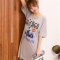 2016新款女生夏季可爱卡通睡裙韩版睡衣短袖连衣裙睡衣女1 170(XL) 浅灰色