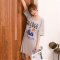 2016新款女生夏季可爱卡通睡裙韩版睡衣短袖连衣裙睡衣女1 170(XL) 浅灰色