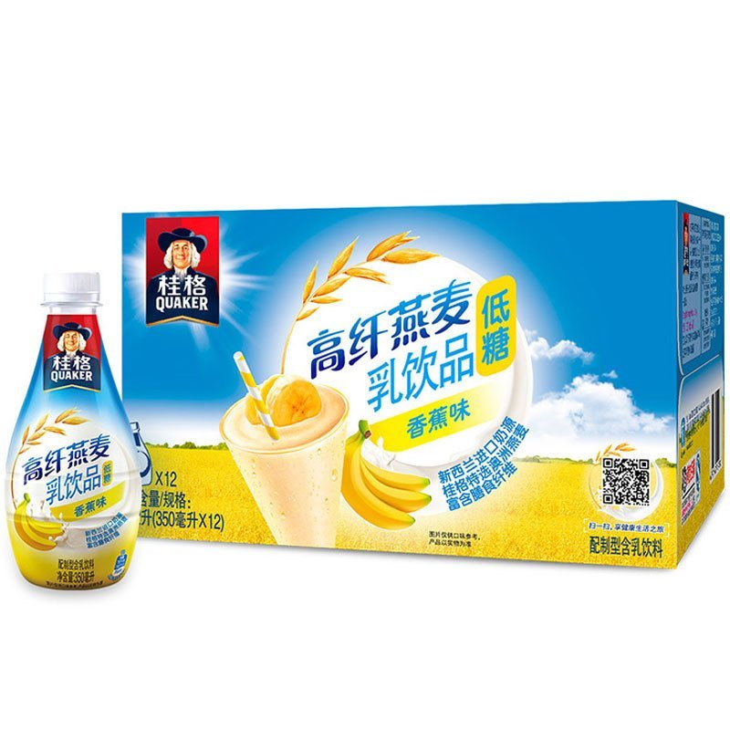 桂格高纤燕麦乳香蕉味(PET彩箱)350毫升*12瓶