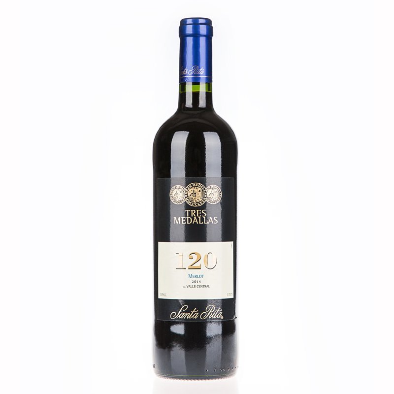 智利原瓶进口 桑塔丽塔120勋章梅洛红葡萄酒700ml
