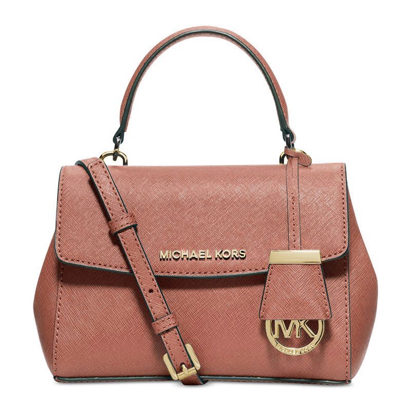 迈克.高仕(Michael Kors/MK)女包 包盖式牛皮女士单肩包剑桥包迷你款 多色选 32F5GAVC1 豆沙色