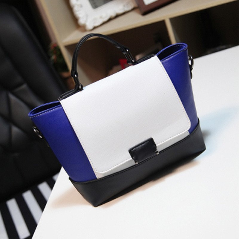 薇思黛 2016新款 韩版潮流女包通勤手提包简约大包包女士百搭斜挎单肩包 宝蓝色中号