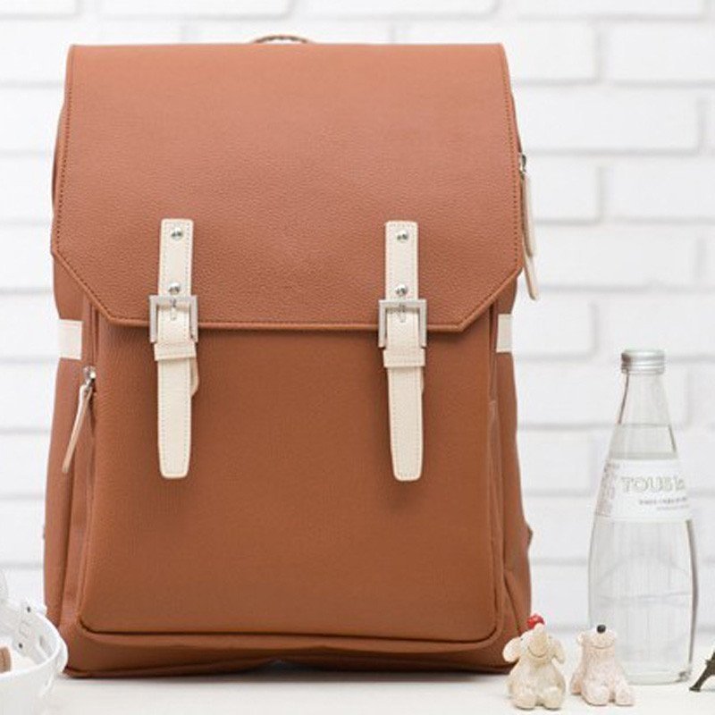 薇思黛 2016新款 韩版新款复古学院风双肩包甜美女时尚休闲潮学生背包书包 卡其色