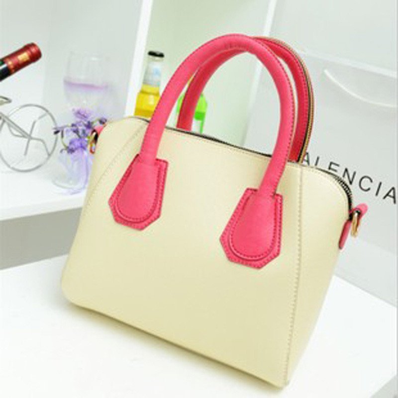 薇思黛 2016新款 女包欧美风范潮笑脸包手提包斜跨包单肩包 象牙米