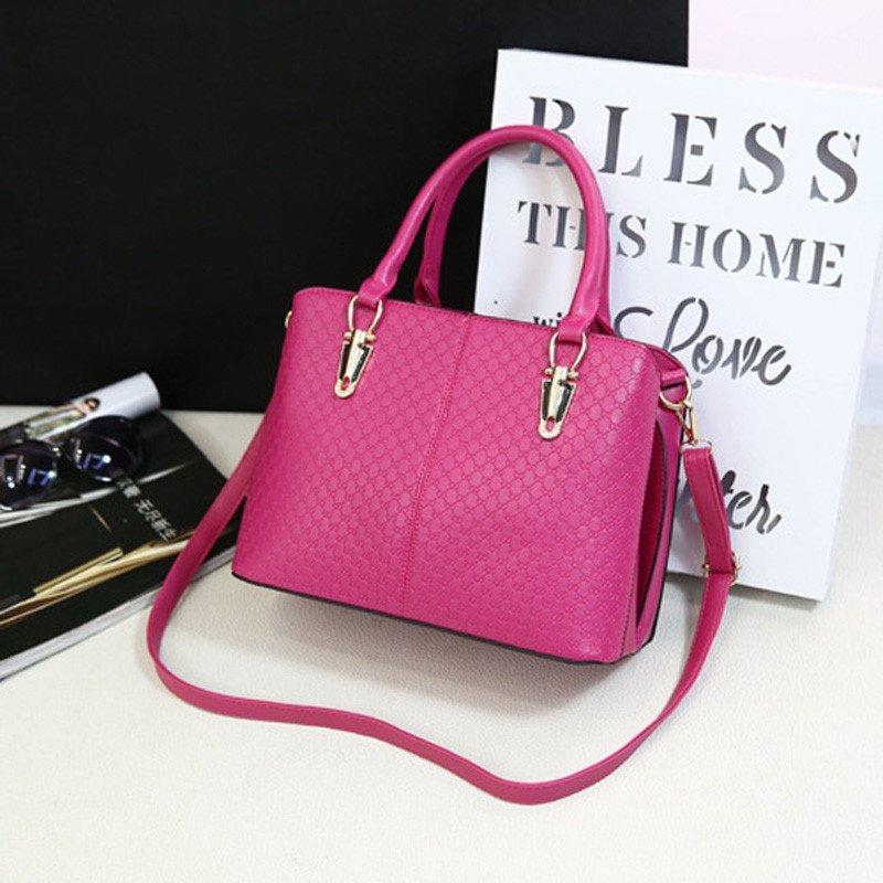 薇思黛 2016新款 欧美时尚潮流女手提包时尚女包大包单肩包斜挎包 玫红色