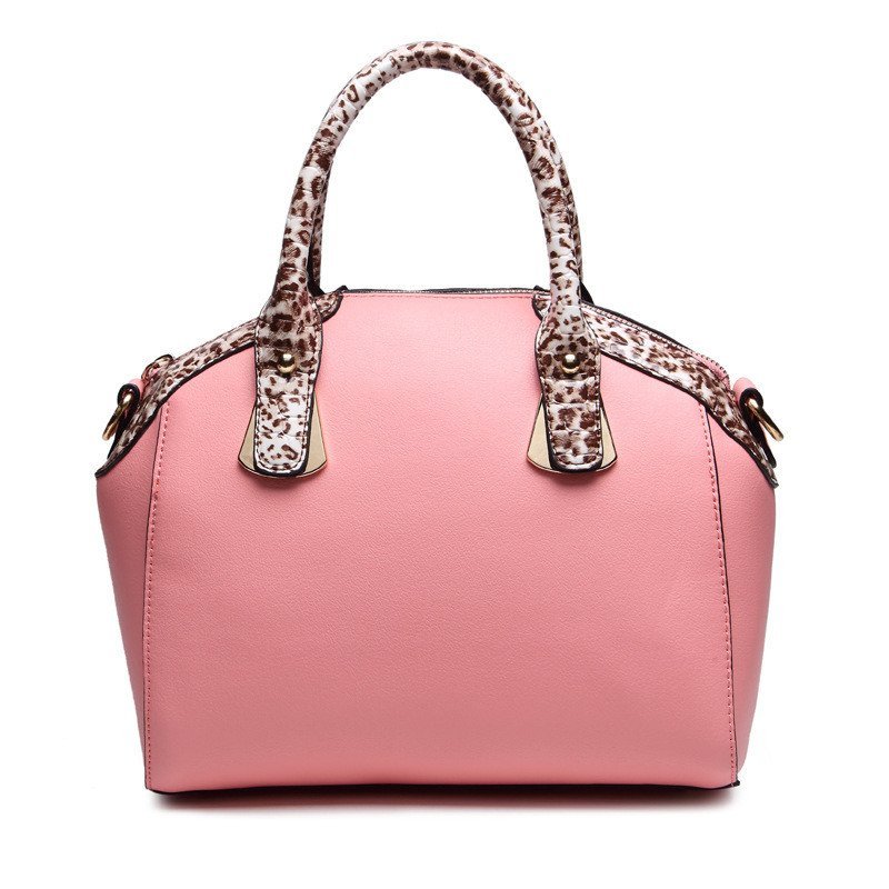 薇思黛 2016新款 欧美时尚豹纹贝壳包手提单肩斜跨包潮流女包 粉红色