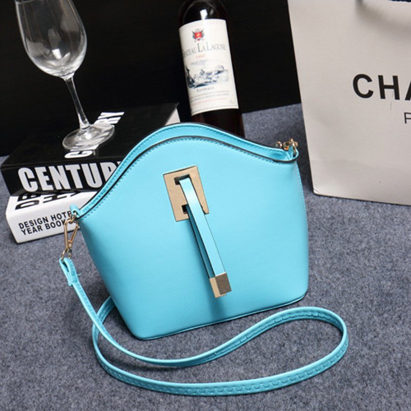 薇思黛 2016新款 时尚女包潮流糖果色单肩斜挎水桶包女士小包包 天蓝色