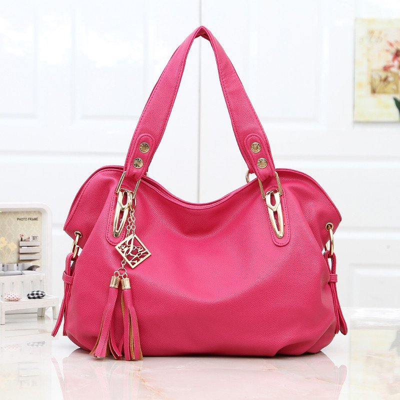 薇思黛 2016新款女包手提包时尚百搭潮包女包包斜挎包手提单肩包 玫红