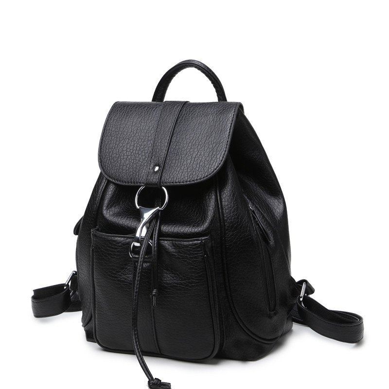 薇思黛2016秋季新款双肩包女包背包pu皮包休闲双肩包女韩版双肩背包潮旅行女包 洗水黑色