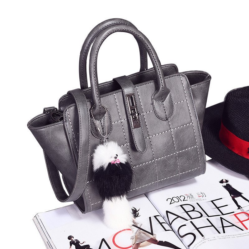 薇思黛 2016新品秋冬女包手提包PU时尚百搭手提单肩包斜挎包 包邮女包 灰色