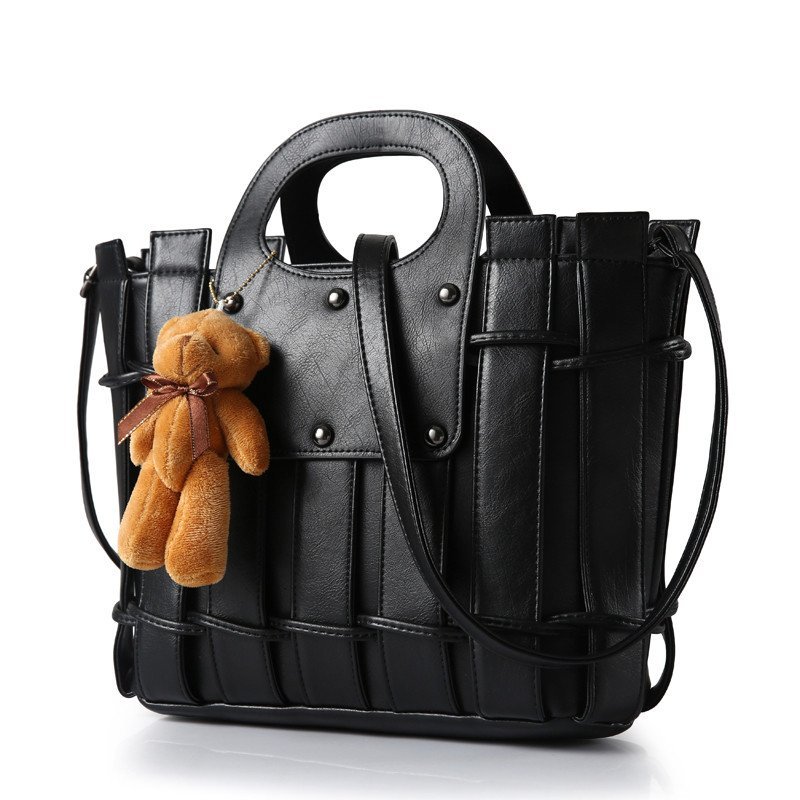 薇思黛 2016新款女包斜挎包女手提包包单肩包女士包包休闲女包 黑色