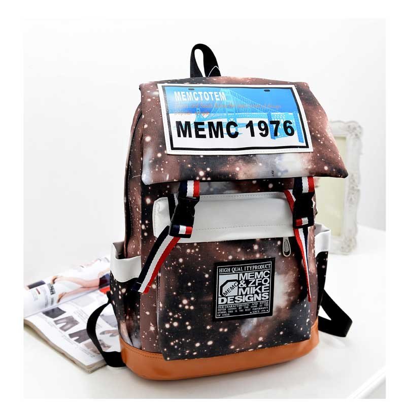 薇思黛 2016新款书包中学生男韩版背包旅行包女男士双肩包休闲 褐色