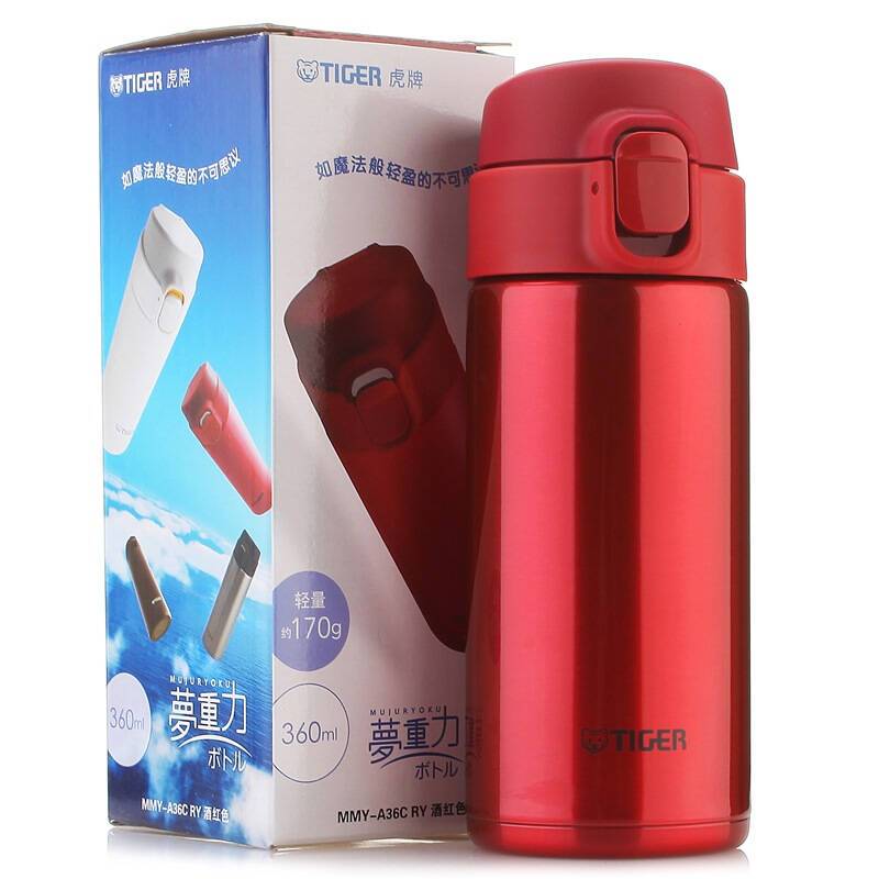 虎牌保温杯MMY-A36C-RY酒红色梦重力超轻车载杯男士女士水杯