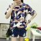 扬姿2016短袖t恤女夏季上衣女装2016新款学生印花宽松女体恤 2XL 迷彩棕