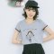 茵曼 2016夏装新款印花短袖T恤上衣女1862022655 L 花灰色